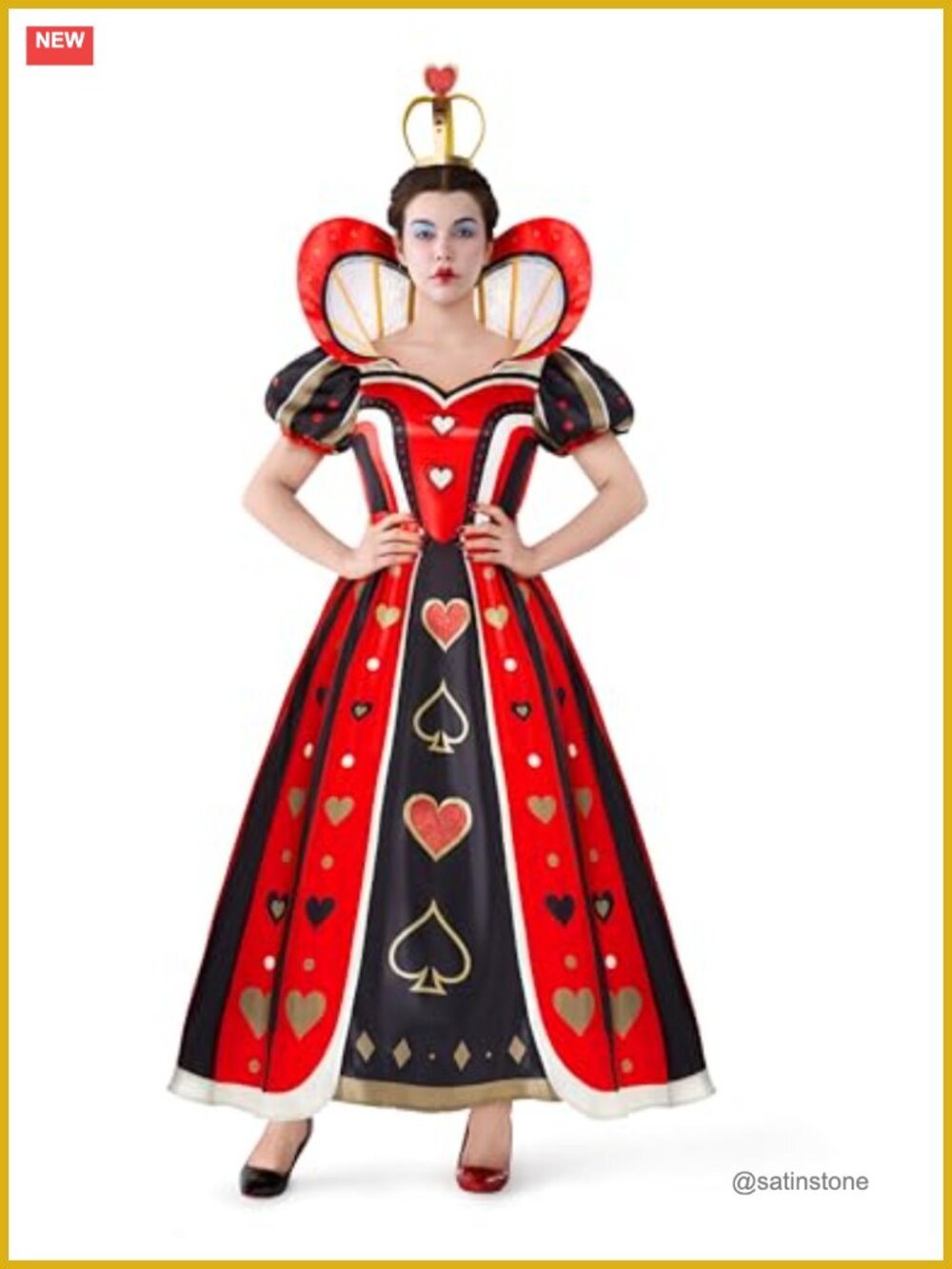 Queen of Hearts Costume Women Halloween Cosplay Dress Headband